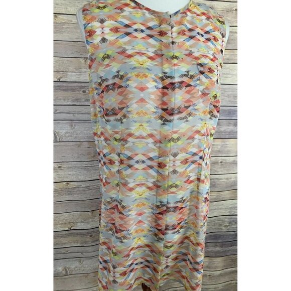 Cabi Womens Medium 760 Avery Tunic Kaleidoscope Top Sheer Geometric Blouse - Picture 3 of 11